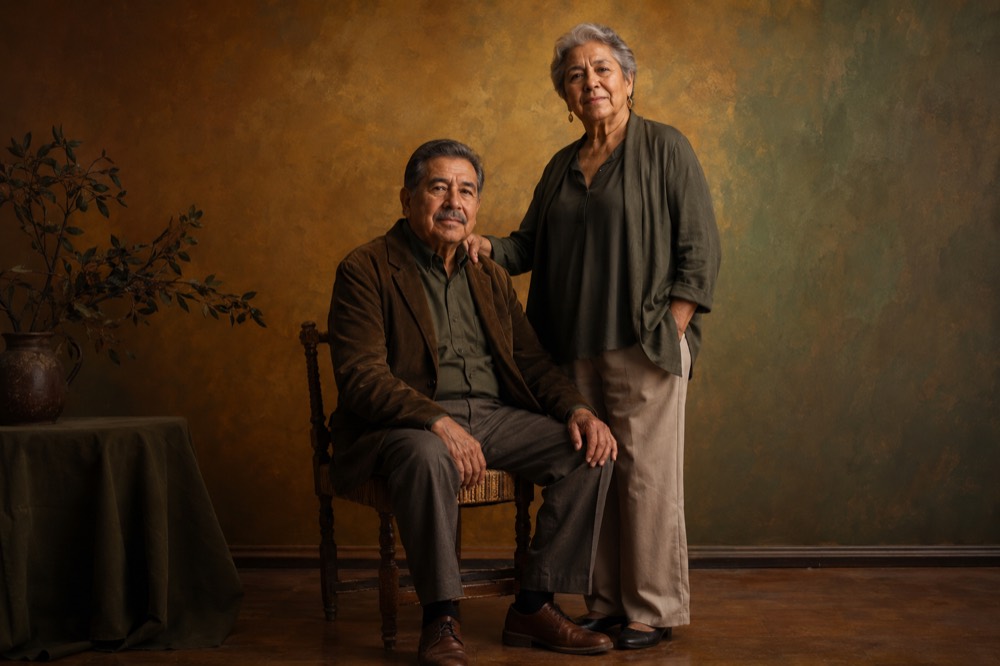 Retrato de una pareja adulta mayor en estudio (imagen ilustrativa)