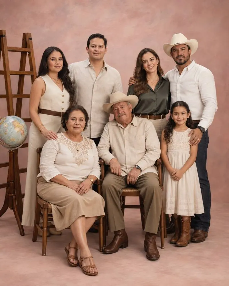 Familia de ocho personas y tres generaciones en estudio